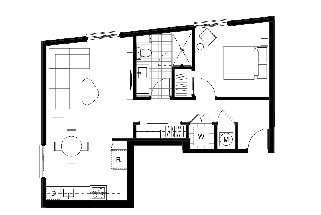 City Port 1 Bedroom-A Floor Plan