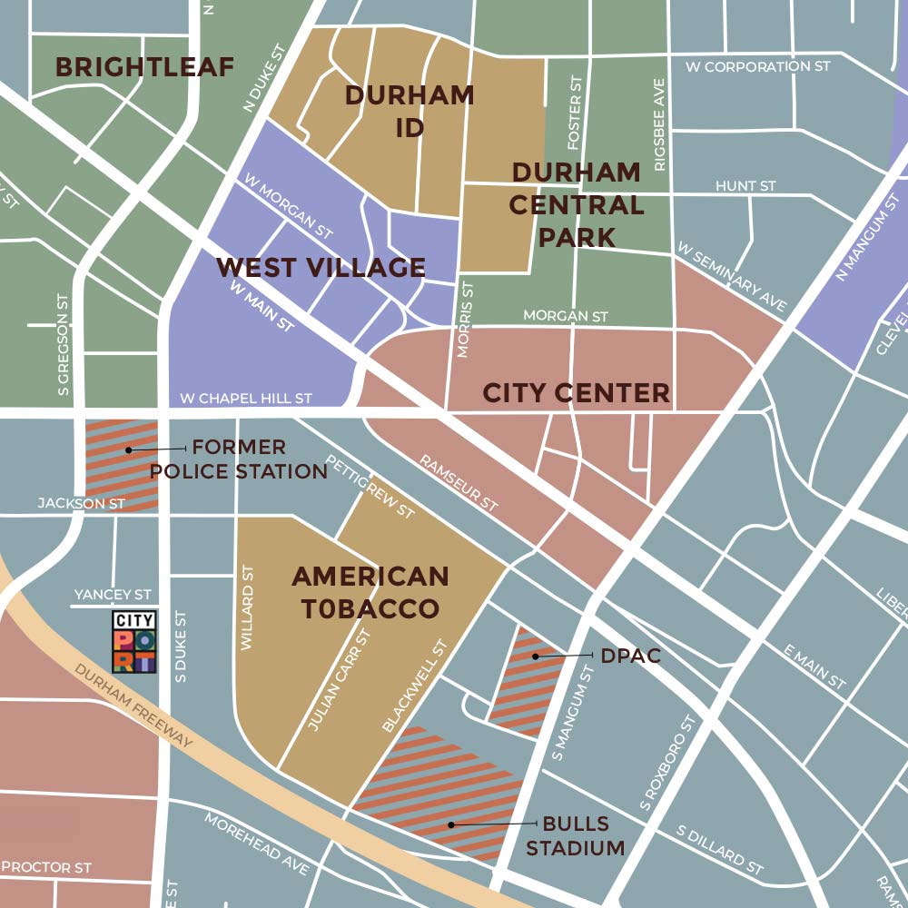 A map of the neighborhoods surrounding City Port